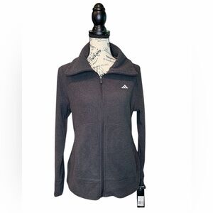 NWT Adidas Heather Charcoal Fleece Performance Full Zip Sport Track Jacket | M